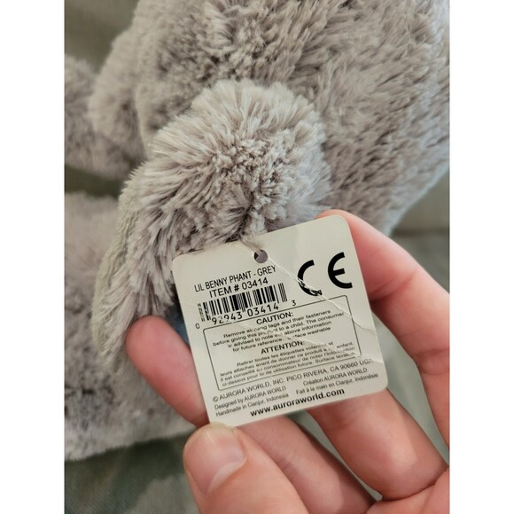 Aurora Lil Benny Phant Grey Elephant 10" Plush NEW WITH TAGS Soft Sitting Plush - Picture 5 of 8